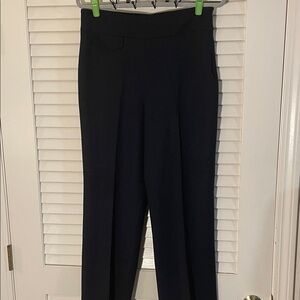 Akris Punto Navy Straight Leg Wool Wide Band Pants